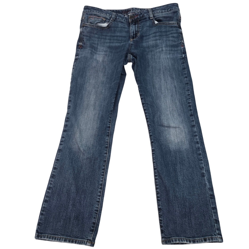 Tommy Hilfiger Spirit Crop Jeans Womens 6R Blue Flap Pocket Y2K Stretch Denim